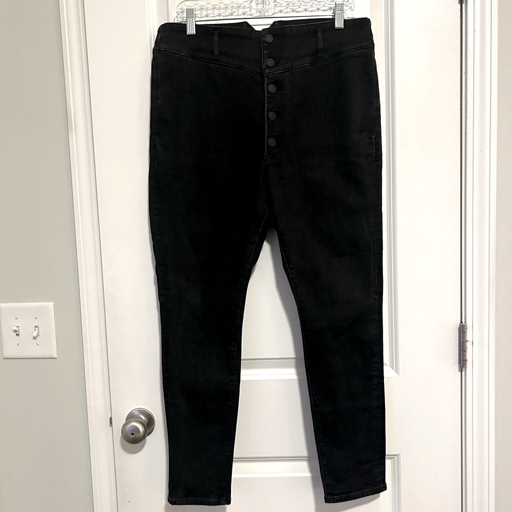 Express High Rise Button Front Jeans - Picture 3 of 15